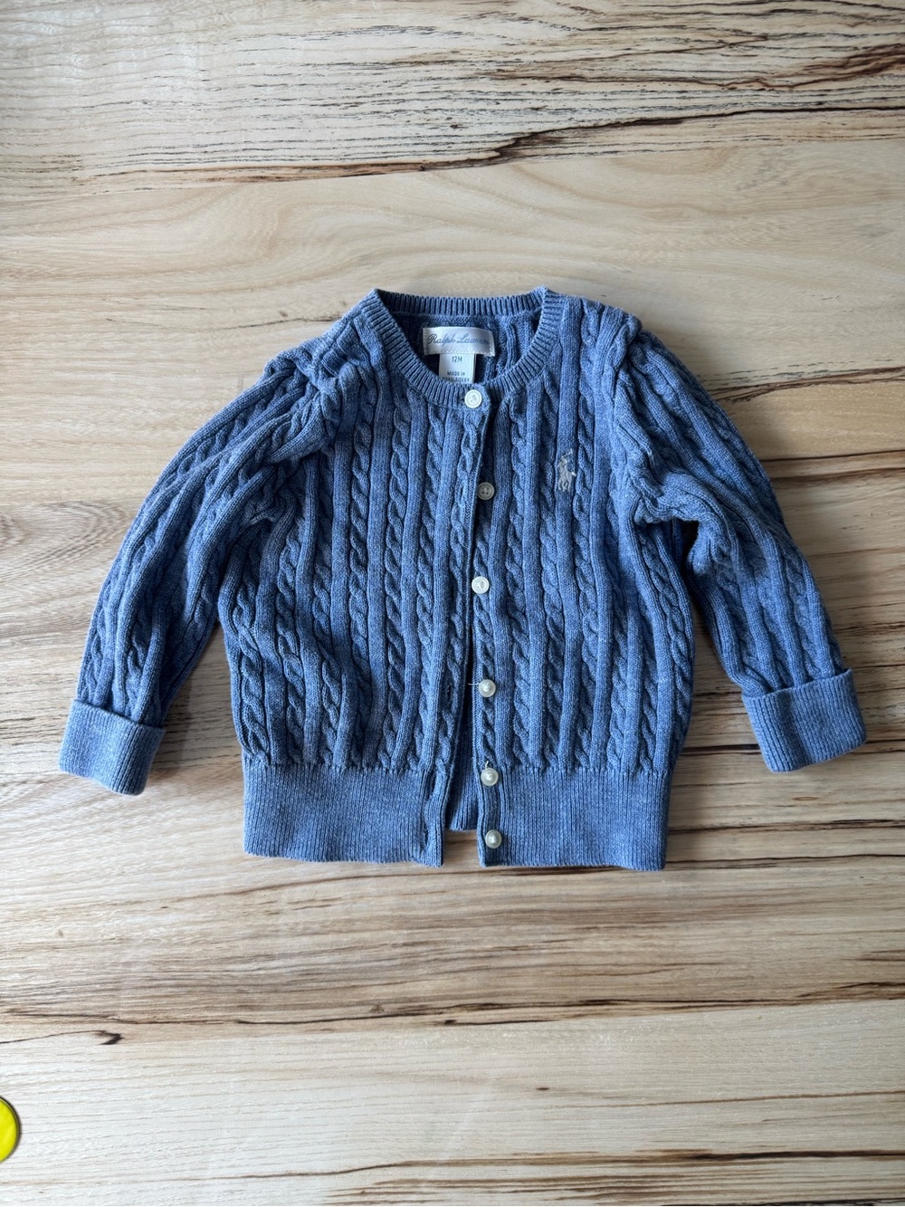 Ralph Lauren 12M Baby Cable-Knit Cardigan - Blue